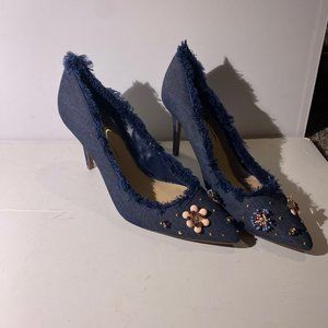 Women’s Blue Frilly Kitten Heels